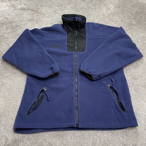 Columbia Vintage Fleece Jacket Mens Large Navy Blue Full Zip Pocket Outdoor Hike